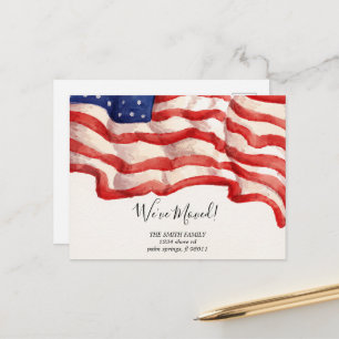 American USA Flag Patriotic Change of address Postcard