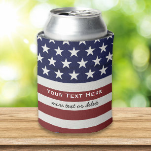 American USA Flag Patriotic July 4th Custom Can Cooler