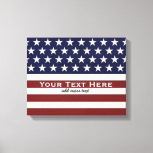 American USA Flag Patriotic July 4th Custom Canvas Print