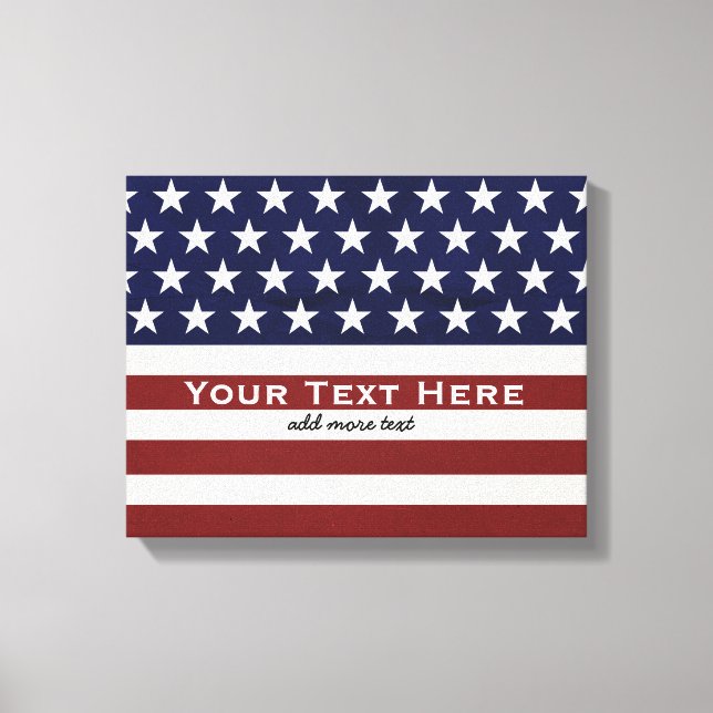 American USA Flag Patriotic July 4th Custom Canvas Print (Front)