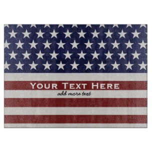 American USA Flag Patriotic July 4th Custom Cutting Board