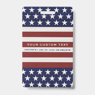 American USA Flag Patriotic July 4th Custom ID Badge