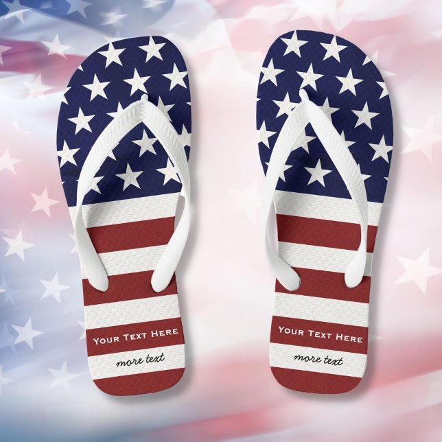 American USA Flag Patriotic July 4th Custom Jandals (Creator Uploaded)