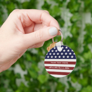 American USA Flag Patriotic July 4th Custom Key Ring