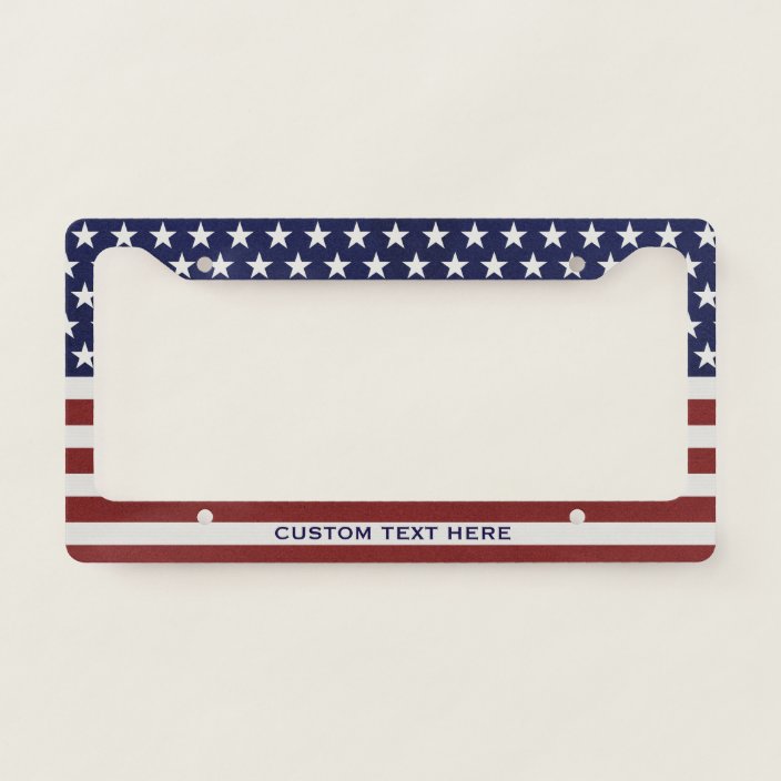 American USA Flag Patriotic July 4th Custom Licence Plate Frame