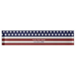 American USA Flag Patriotic July 4th Custom Nameplate
