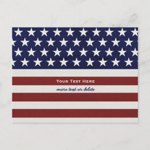 American USA Flag Patriotic July 4th Custom Postcard