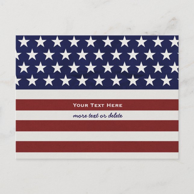 American USA Flag Patriotic July 4th Custom Postcard (Front)