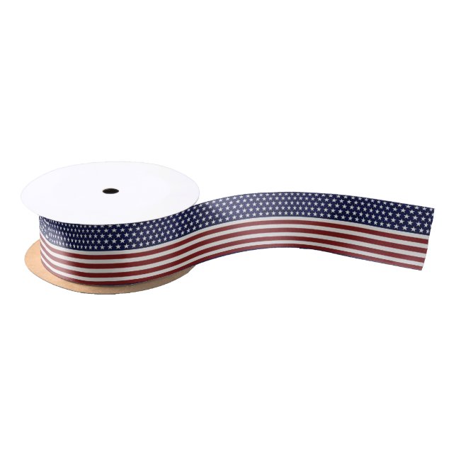 American USA Flag Patriotic July 4th Custom Satin Ribbon (Spool)