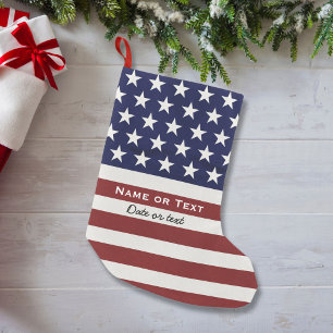 American USA Flag Patriotic July 4th Custom Small Christmas Stocking