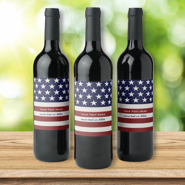 American USA Flag Patriotic July 4th Custom Wine Label (Creator Uploaded)