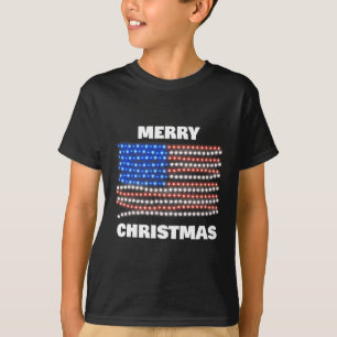 American Usa Flag Patriotic Merry Christmas Xmas L T-Shirt