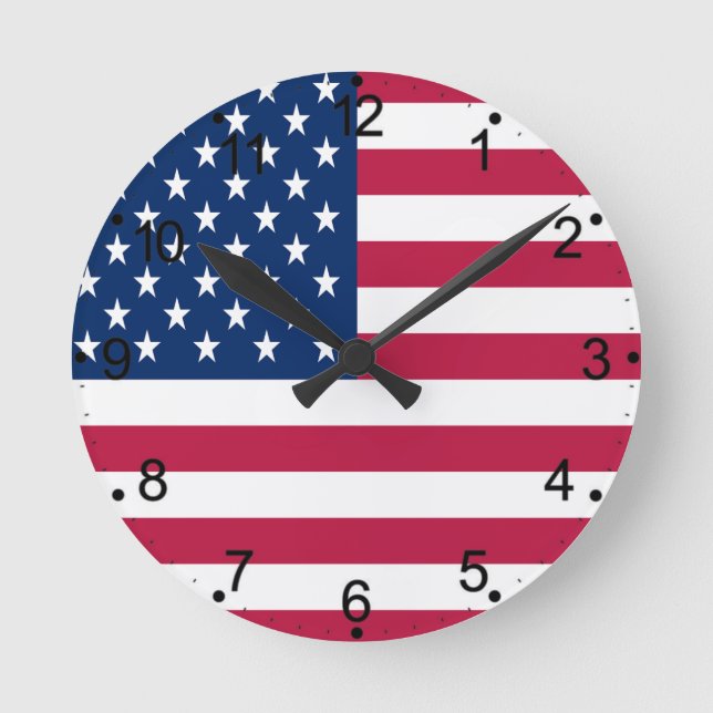 American USA Flag Pride Design-76353 Round Clock (Front)