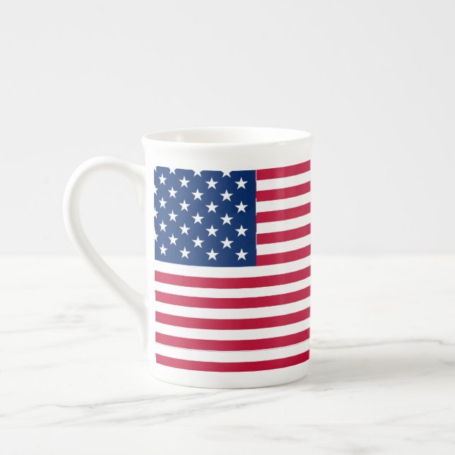 American USA Flag Pride Design Bone China Mug (Left)