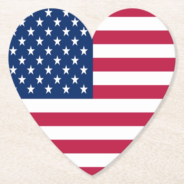American USA Flag Pride Design Paper Coaster (Front)