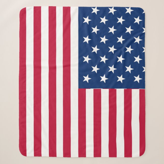 American USA Flag Pride Design Sherpa Blanket (Front)