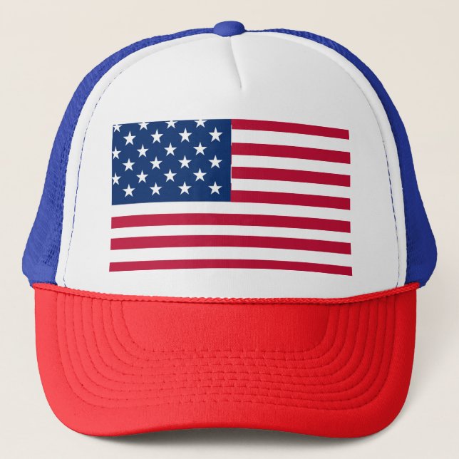 American USA Flag Pride Design Trucker Hat (Front)