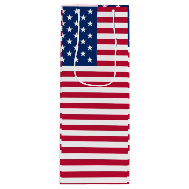 American USA Flag Pride Design Wine Gift Bag (Front)