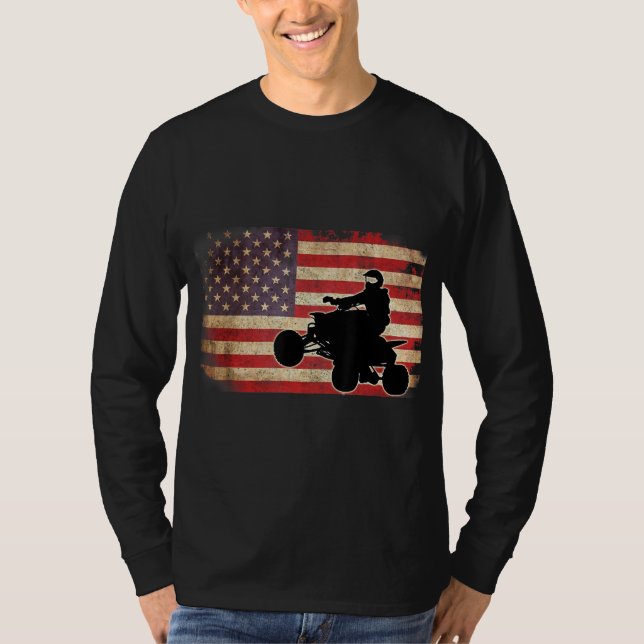 American USA Flag Quad Bike Four Wheeler Gift T-Shirt (Front)