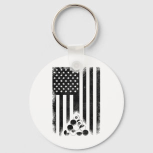 American Usa Flag Rack Pool Billiard Player Billia Key Ring