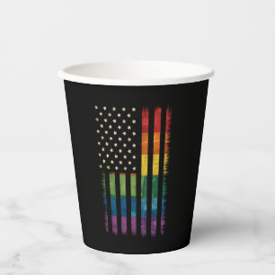 American USA Flag Rainbow Pride Gay Lesbian LGBTQ Paper Cups