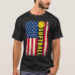 American Usa Flag Softball Team T-Shirt