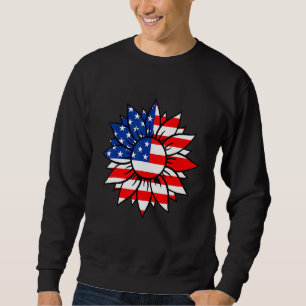 American Usa Flag Sunflower Peace Sign Patriotic 4 Sweatshirt