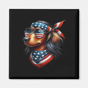 American Usa Flag Sungles 4th Of July Dachshund Magnet
