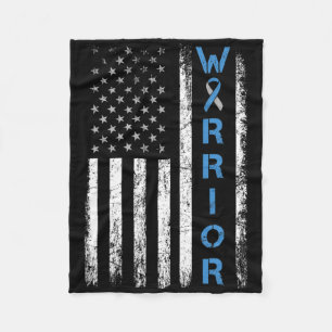 American Usa Flag Warrior - Type 1 Diabetes Awaren Fleece Blanket