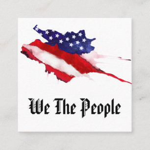 *~* American USA Flag We The People Watercolor Square Business Card