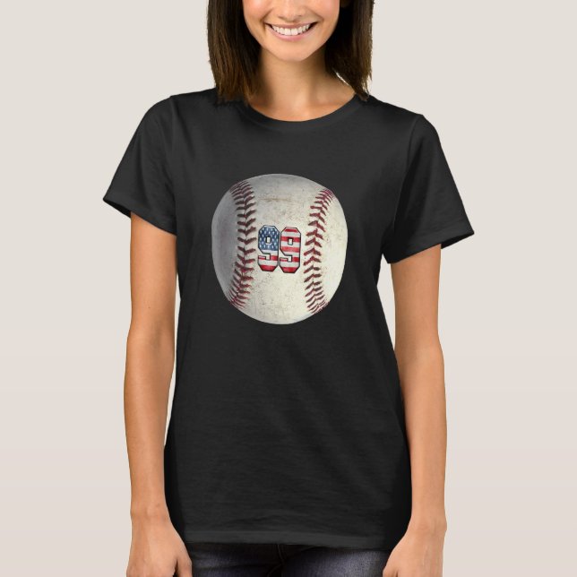 American USA Flag With Retro 99 Baseball Number 99 T-Shirt (Front)