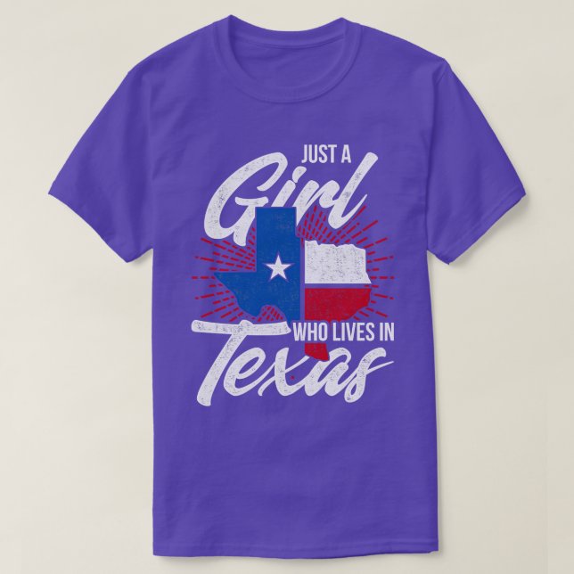 American USA Just A Girl Who Lives In Texas T-Shirt (Design Front)