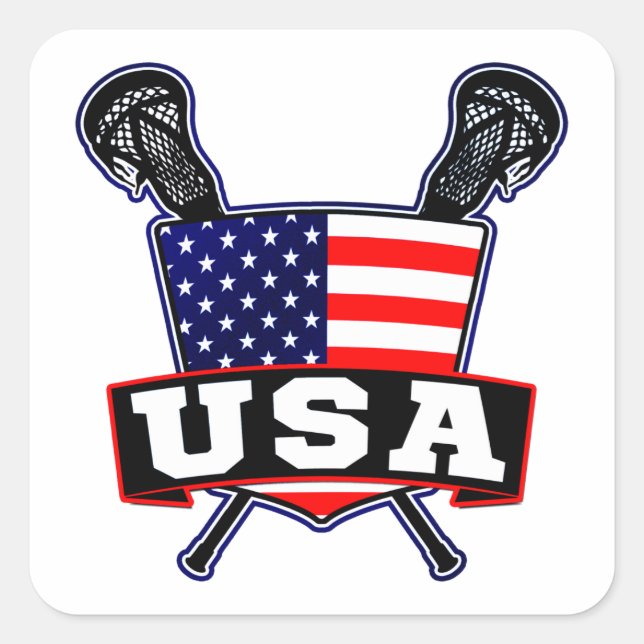 American USA Lacrosse Square Sticker (Front)