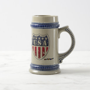 American USA shield - distressed Beer Stein