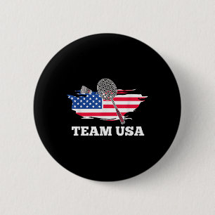 American Usa Team Shuttle Racket Badminton Player 6 Cm Round Badge