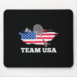 American Usa Team Shuttle Racket Badminton Player Mouse Pad