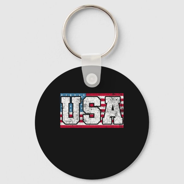 American Usa Us Flag 4th Of July  Key Ring (Front)