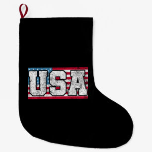 American USA US Flag 4th of July Large Christmas Stocking