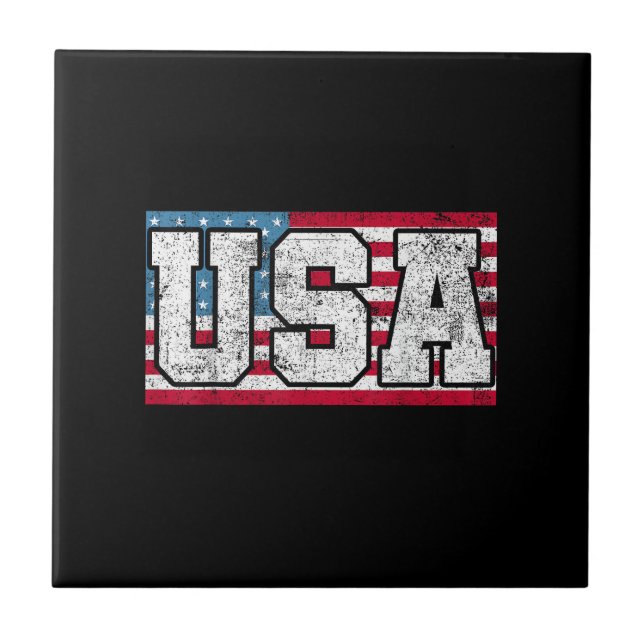 American USA US Flag 4th of July Tile (Front)