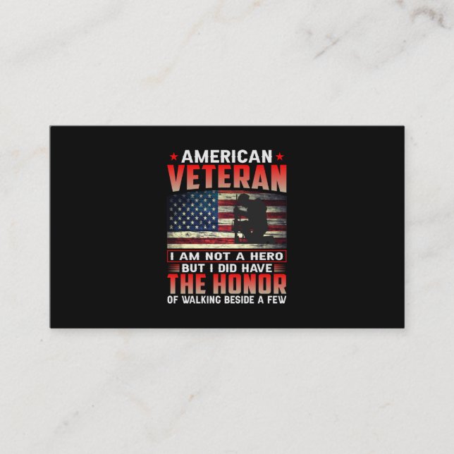 American Veteran I Am Not A Hero Business Card (Front)