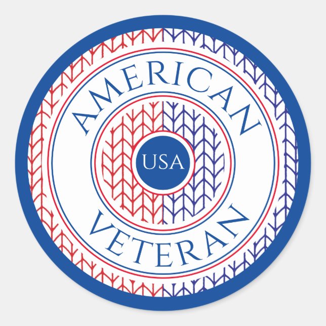 AMERICAN VETERAN Large Round Stickers / Blue (Front)