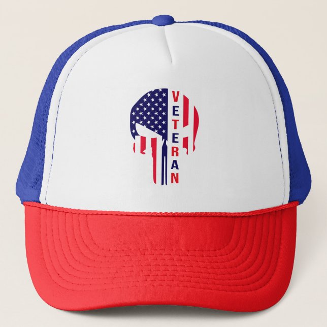 American Veteran Punisher Trucker Hat (Front)