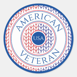 AMERICAN VETERAN Small Round Stickers / Blue