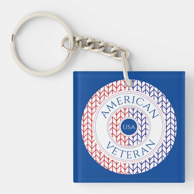AMERICAN VETERAN Square Acrylic Keychain / Blue (Front)