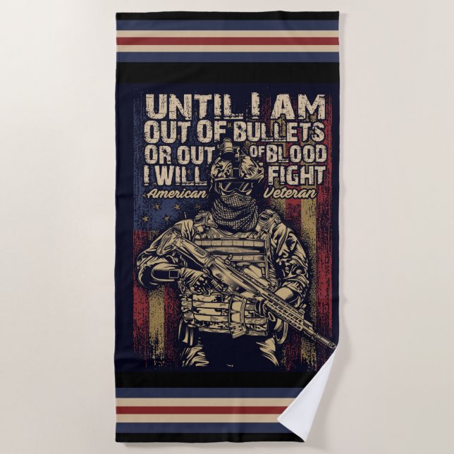 American Veterans Quote Beach Towel (Front)