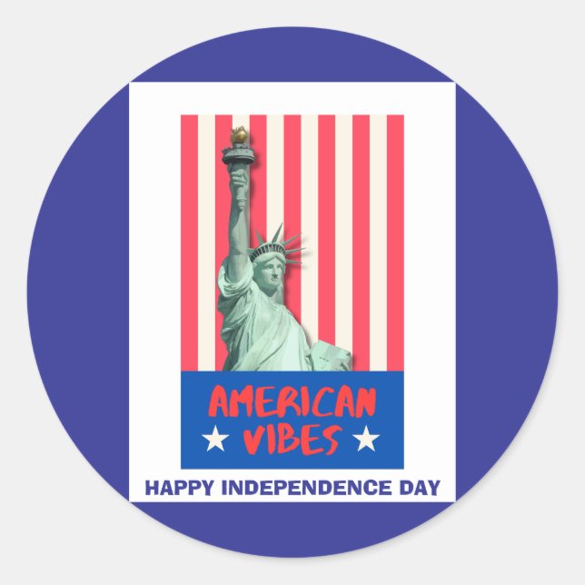 "American Vibes" Statue Liberty Custom Classic Round Sticker (Front)