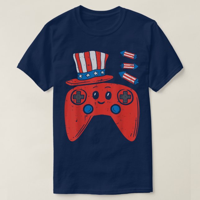 American Video Game Controller 4th Of July Gaming  T-Shirt (Design Front)
