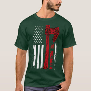 American Viking Axe Flag Til Valhalla Norse Mythol T-Shirt