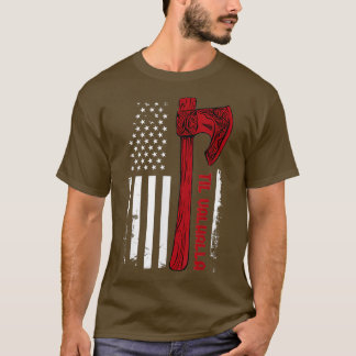 American Viking Axe Flag Til Valhalla Norse Mythol T-Shirt