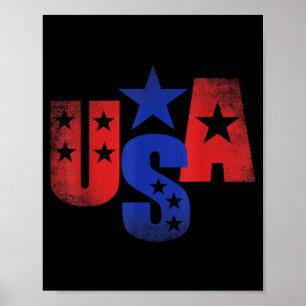 American Vintage Art USA Birthday 4th of July Poster